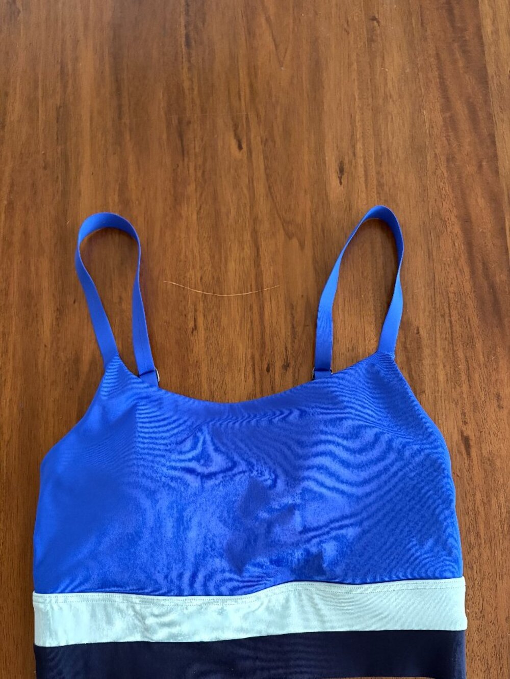 Athleta Blue Striped Swim Top Size S